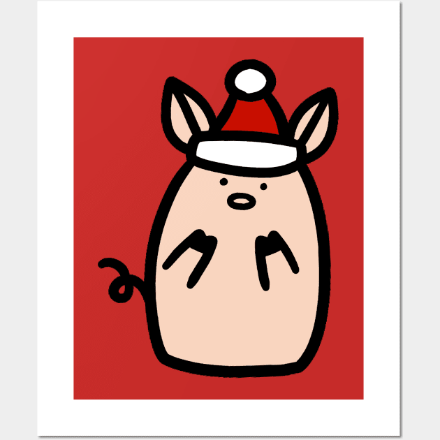 Santa Hat Piggy Wall Art by saradaboru